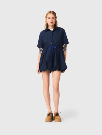 Vestido balão de manga curta em algodão