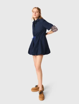 Vestido balão de manga curta em algodão