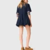 Vestido balão de manga curta em algodão