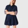Vestido balão de manga curta em algodão