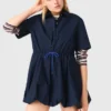 Vestido balão de manga curta em algodão
