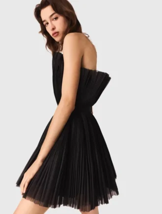 Vestido bustier em tule e organza