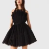 Vestido bustier em tule e organza