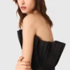 Vestido bustier em tule e organza