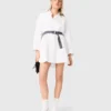 Vestido camisa com cinto contrastante