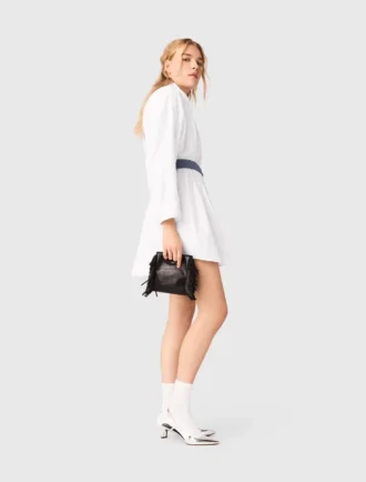 Vestido camisa com cinto contrastante