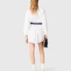 Vestido camisa com cinto contrastante