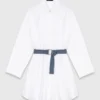 Vestido camisa com cinto contrastante