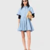 Vestido camisa com corte evasê