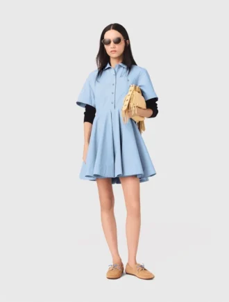 Vestido camisa com corte evasê