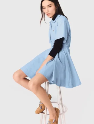 Vestido camisa com corte evasê