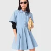 Vestido camisa com corte evasê