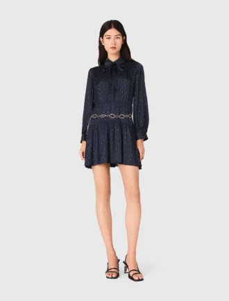 Vestido camisa esvoaçante com tachas
