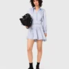 Vestido camisa esvoaçante com tachas