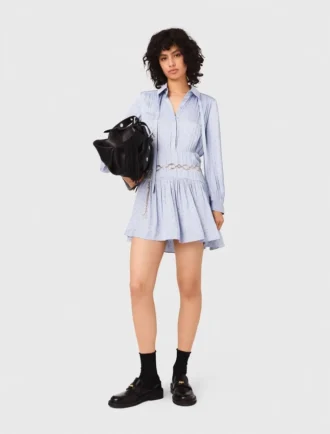 Vestido camisa esvoaçante com tachas