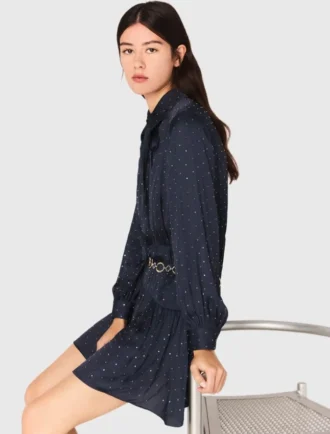 Vestido camisa esvoaçante com tachas