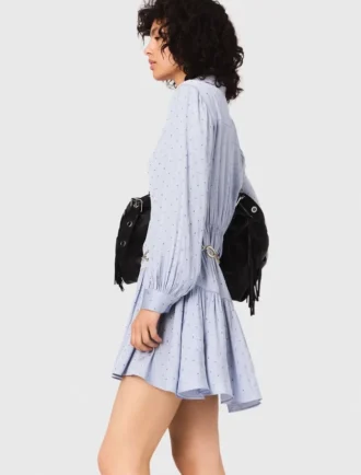 Vestido camisa esvoaçante com tachas