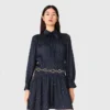 Vestido camisa esvoaçante com tachas