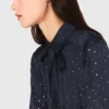 Vestido camisa esvoaçante com tachas