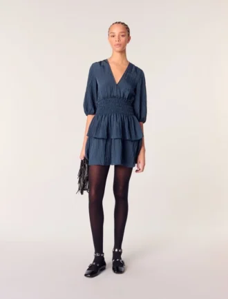 Vestido curto com folhos