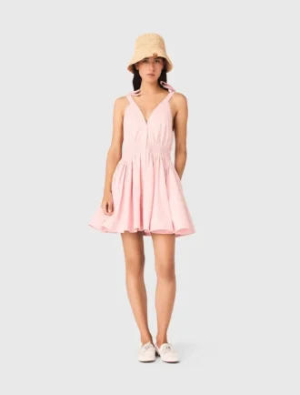 Vestido curto de algodão com corte evasê