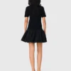 Vestido curto de malha e tafetá