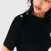 Vestido curto de malha e tafetá