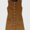 Vestido curto de veludo cotelê