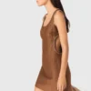 Vestido curto em mistura de linho