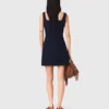 Vestido curto em mistura de linho