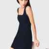 Vestido curto em mistura de linho