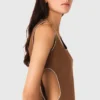 Vestido curto em mistura de linho
