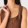 Vestido curto em mistura de linho