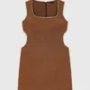 Vestido curto em mistura de linho