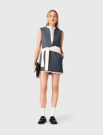 Vestido de corte ajustado com efeito em camadas