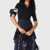 Vestido de material misto com padrão de bandana