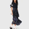 Vestido de material misto com padrão de bandana