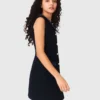 Vestido de tweed com detalhes em ganga