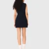 Vestido de tweed com detalhes em ganga