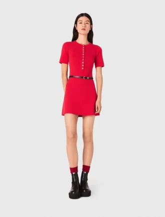 Vestido em malha com mini canelado