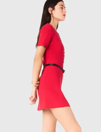 Vestido em malha com mini canelado
