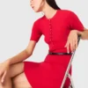 Vestido em malha com mini canelado
