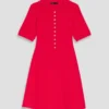 Vestido em malha com mini canelado