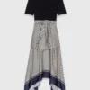 Vestido estampado em dois tons