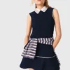 Vestido evasê com acabamento contrastante