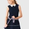 Vestido evasê com acabamento contrastante