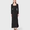 Vestido maxi com contas e strass