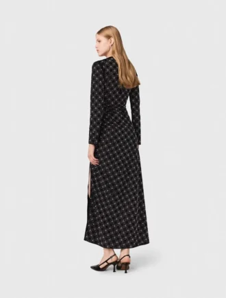 Vestido maxi com contas e strass