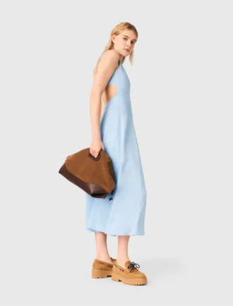 Vestido maxi com costas abertas