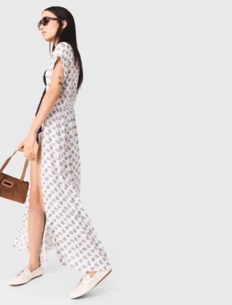 Vestido maxi com estampado jacquard
